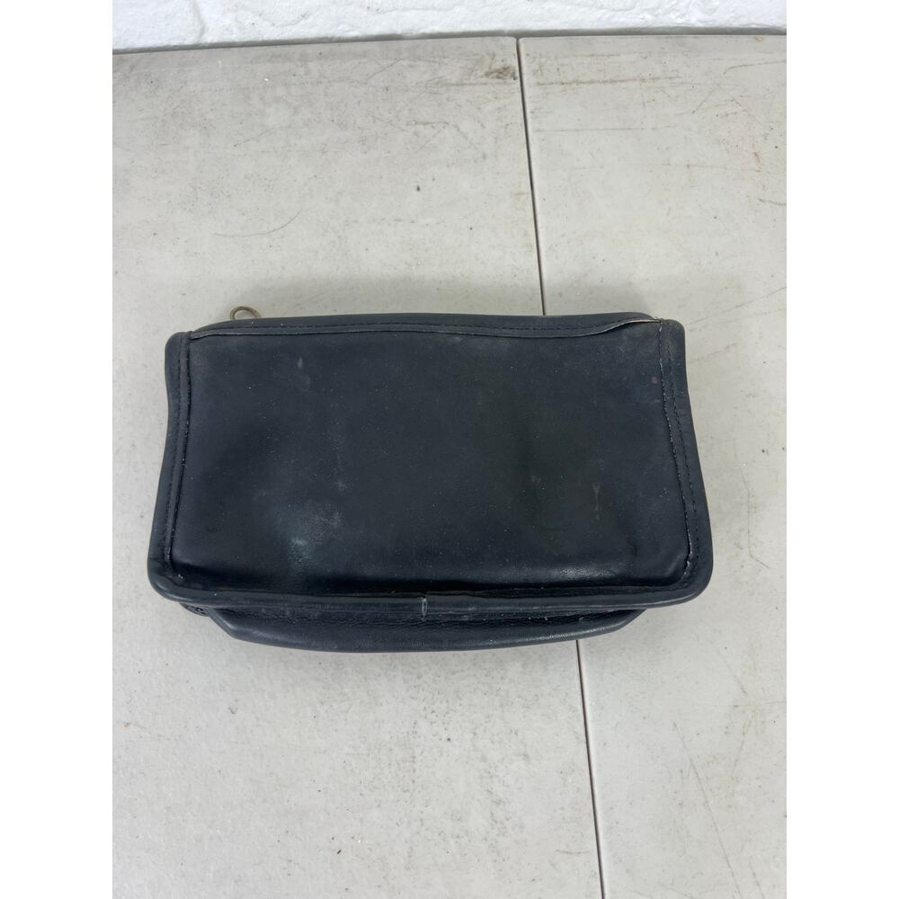 Vintage Coach Black Leather Zip Pouch Cosmetic Case Travel Clutch One Size - Picture 2 of 5